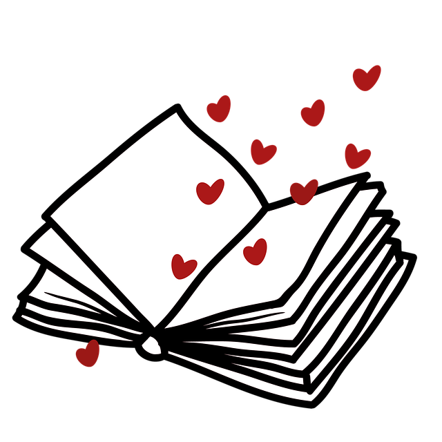 vector of a book with hearts